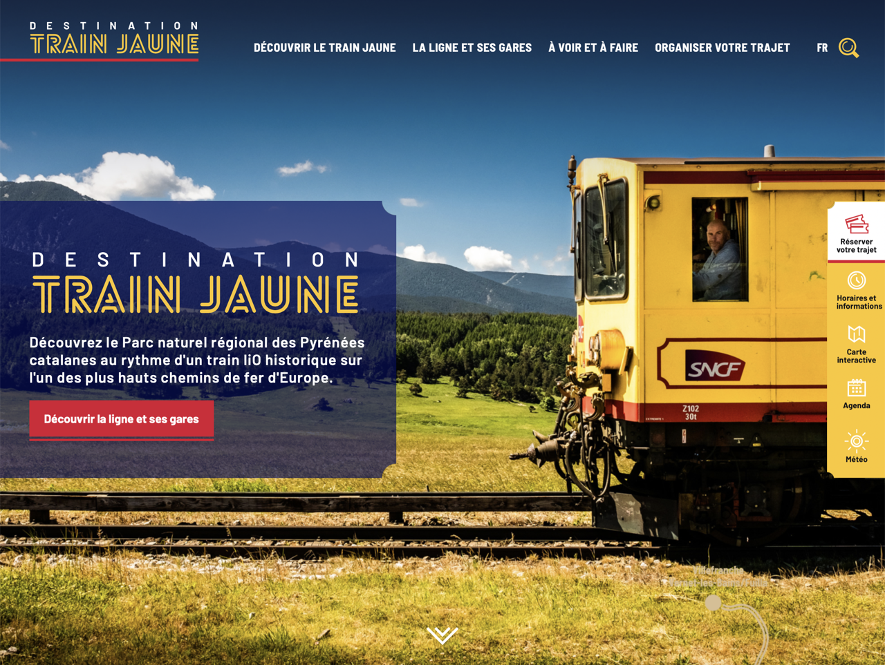 La page d'accueil du nouveau site du Train Jaune.