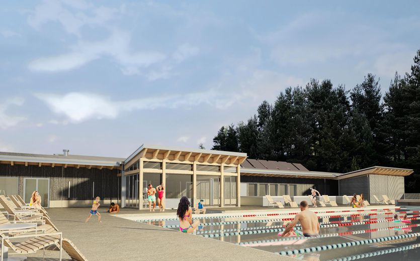 Le futur Pôle sports loisirs Pyrénées catalane, côté piscine.