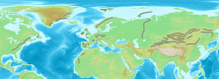 Systèmes montagneux sur les côtes est de l'Amérique et du Groenland, en Europe et à l'ouest et au sud de la Sibérie.